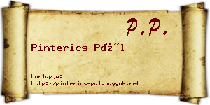 Pinterics Pál névjegykártya