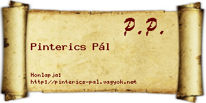 Pinterics Pál névjegykártya